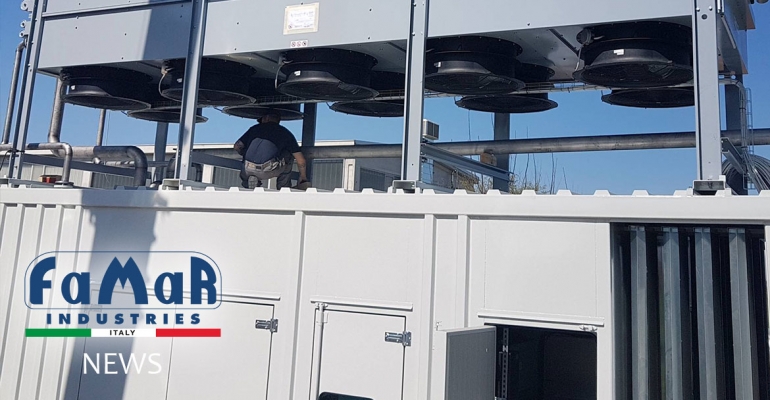 SOUNDPROOF CONTAINER (75db (A) &plusmn; 3 A @ 7meters) FOR GENERATOR WITH ROOF RADIATOR.