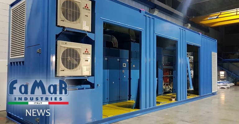 Soundproof container for housing an Uniblock UBT + 1500 2xPB21 rotating assembly